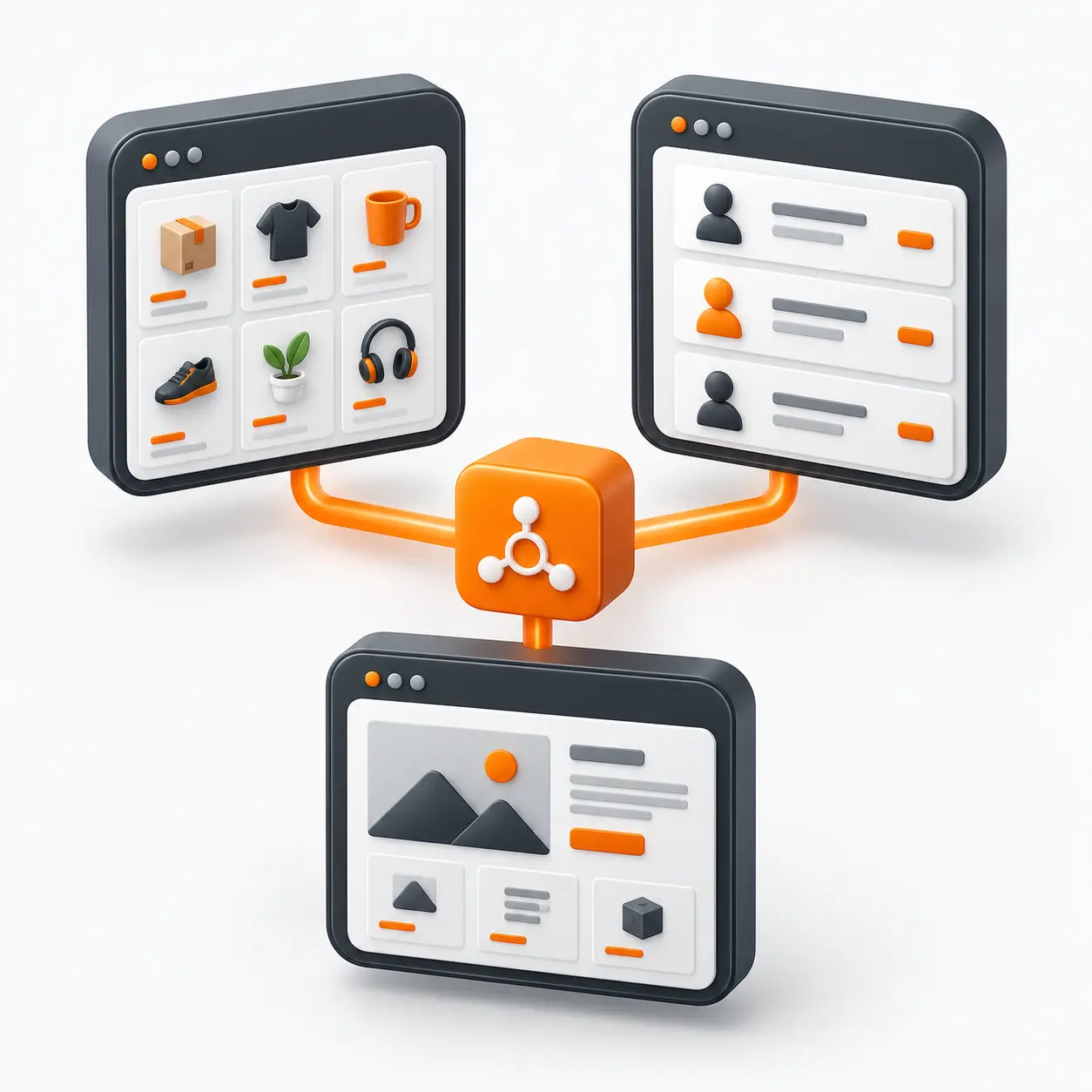 Ilustración conceptual: Integraciones ERP, CRM y web